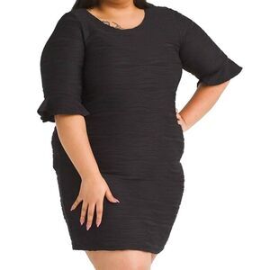 Shoshanna textured/ribbed wave pattern black sheath dress Size 2x EUC